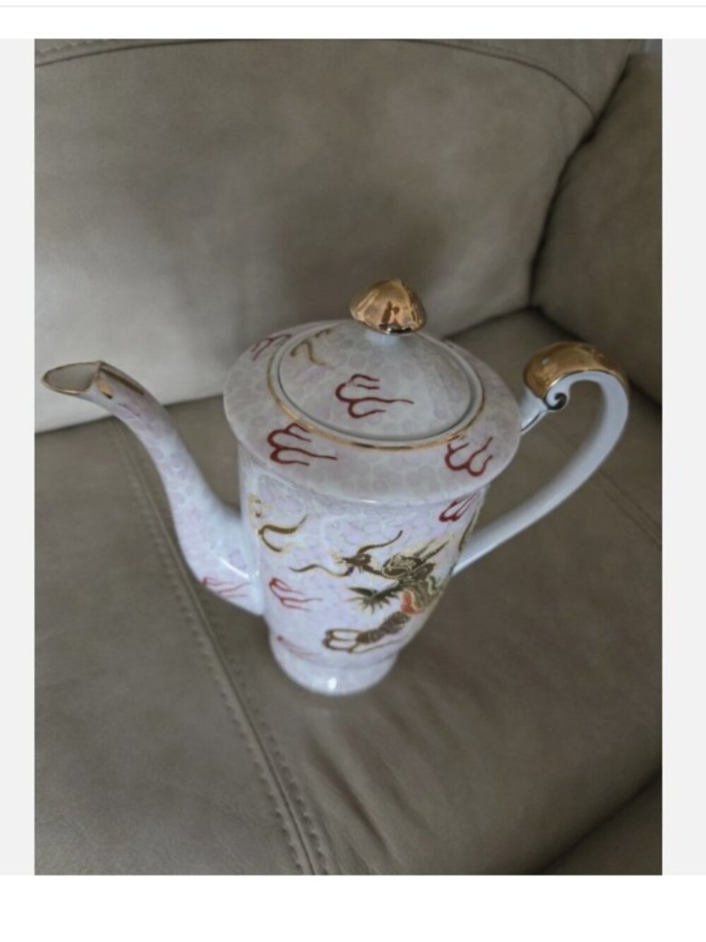 Tea Set Porcelain hand-painted dragon pattern in raised paint Made in Japan - Picture 9 of 11